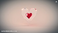 red heart inside glass