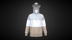 3D Mens Knit Hoodie-Melange In Low Poly model