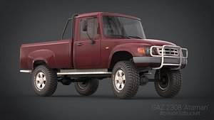 3d model ataman pickup trucks gaz