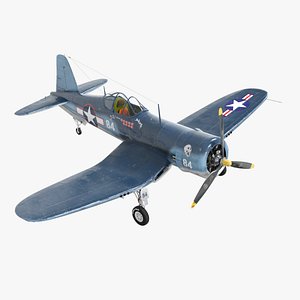 3D Chance Vought F4U Corsair - Whistling Death Warplane Low-poly