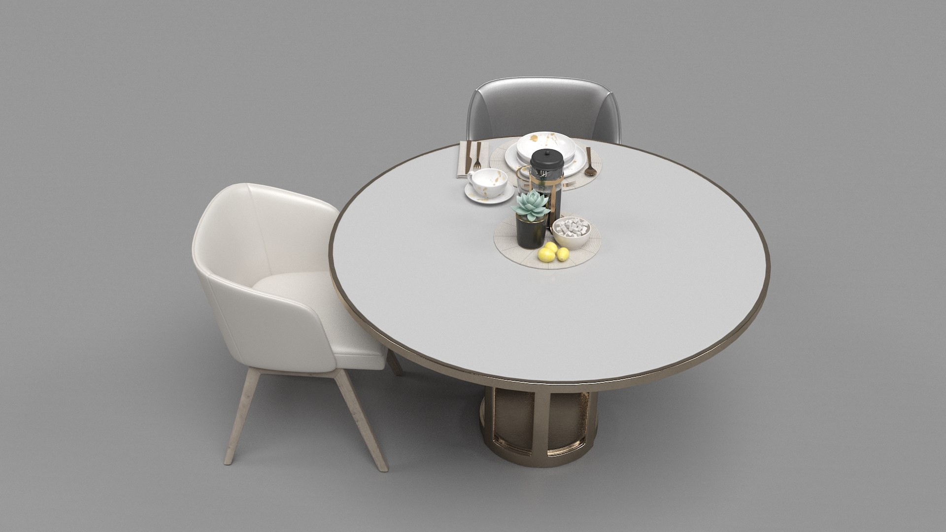 Modern Round Dining Table Set 3D Model - TurboSquid 2317082