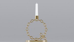 3D model Alphabet Q Gold Chain Candleholder 3D Model True PBR Renders Zero Cleanup UVs 4K PBR Textures