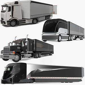 Semi Trucks with Trailer Generic Rigged Collection