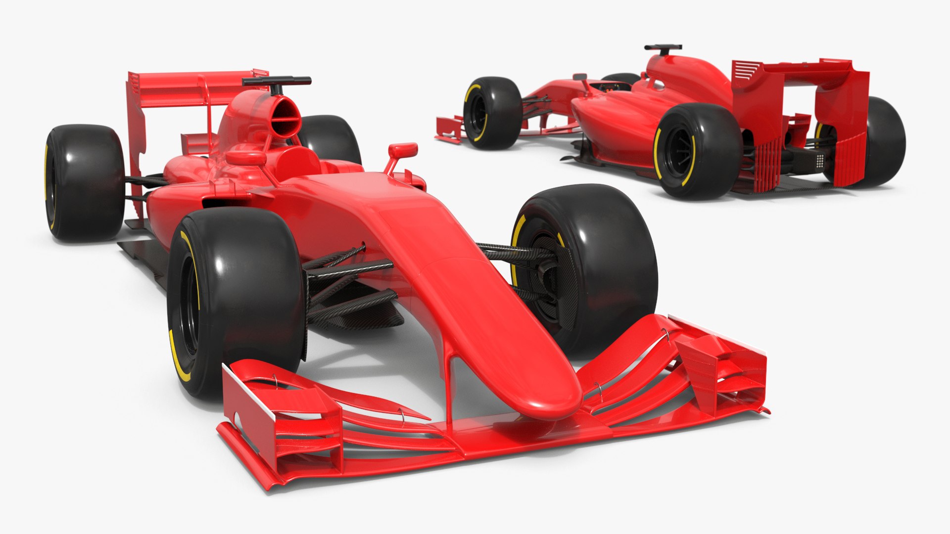 Formula One Racing Car with Rear Wing Red Rigged for Maya 3D model preview