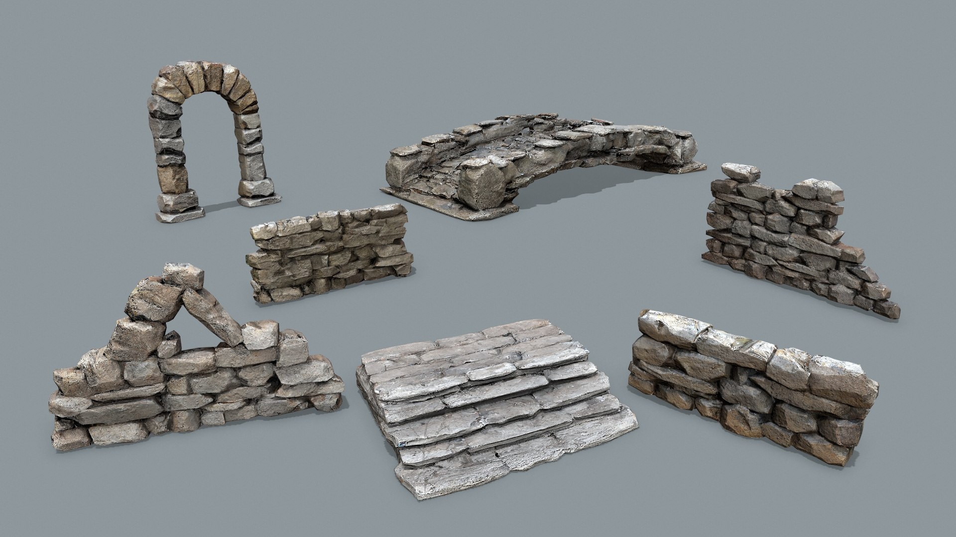 3D Model Ruin Set - TurboSquid 2216556