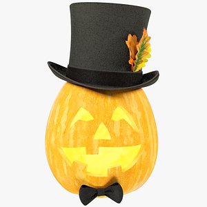 3D Halloween Pumpkin with Hat V5 model