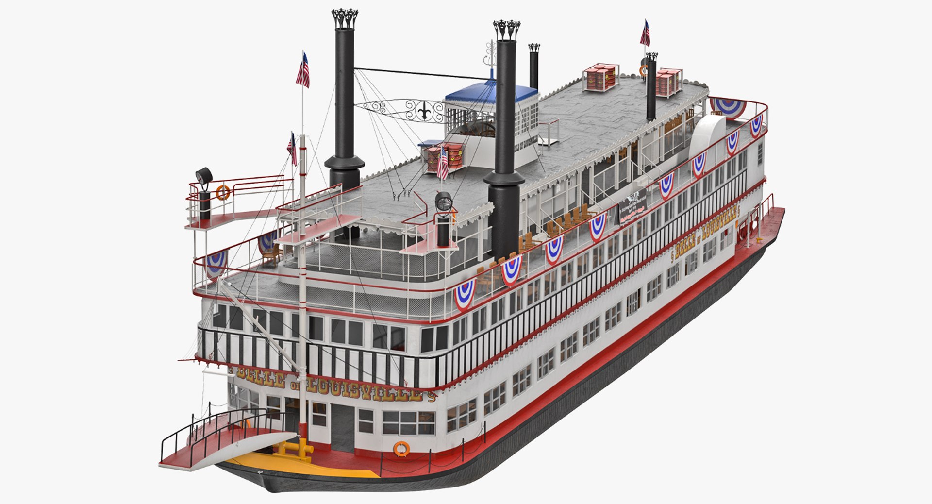 Wheeled Steamboat 3D model preview