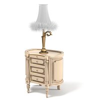 Volpi 2610 Zona Notte Nightstand bedroom chest with Classic Table lamp fur baroque