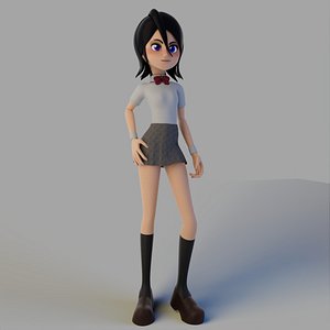 Rukia Kuchiki student uniform from bleach anime 3dmodeling and regging