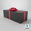 3D Gift Box with a Bow Black v4
