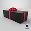 3D Gift Box with a Bow Black v4
