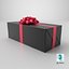 3D Gift Box with a Bow Black v4