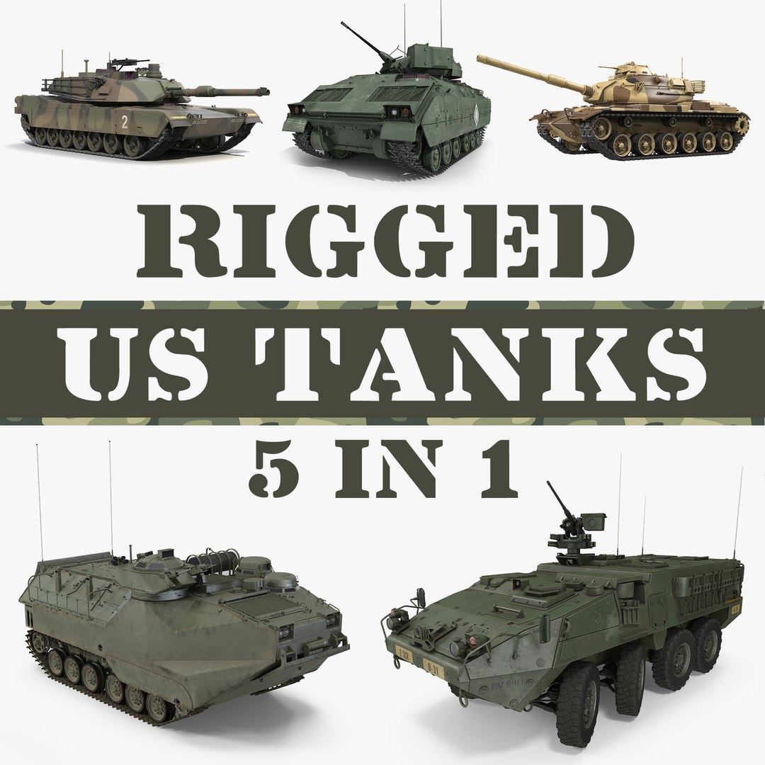 Rigged US Tanks 3D Models Collection 3D model preview
