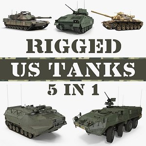 Rigged US Tanks 3D Models Collection