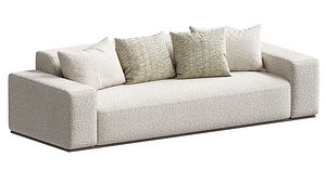 3D Callie Cream Boucle 3-Seater Sofa
