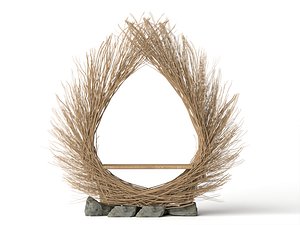 Wicker Twig Photo Booth Arch Decoration 3D model