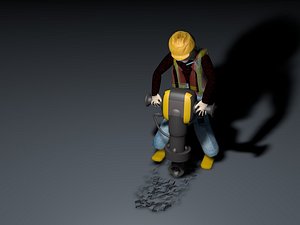 construction worker with jack hammer
