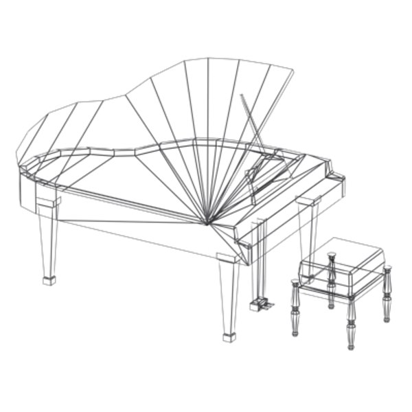 3d 3d Studio Grand Piano Keyboard