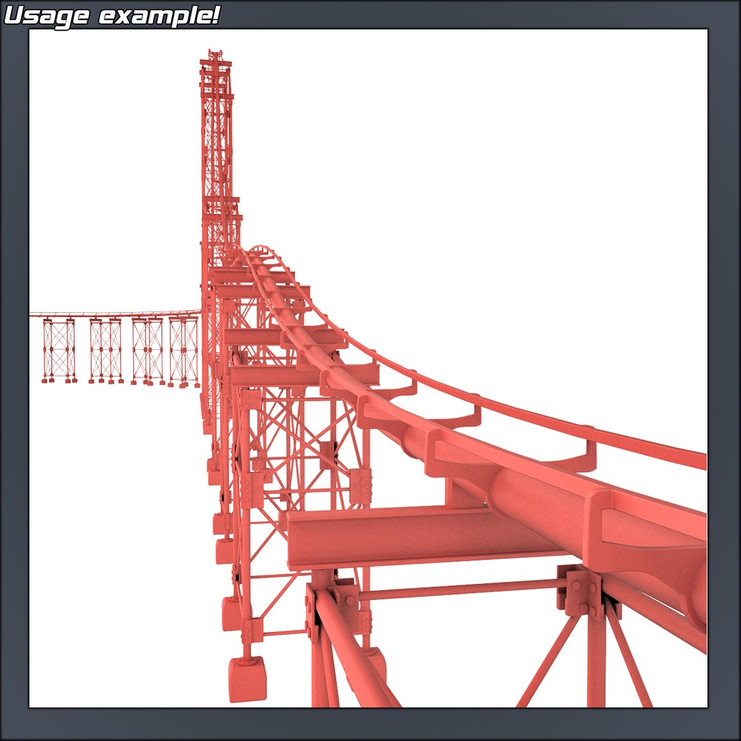 3d model roller coaster rails