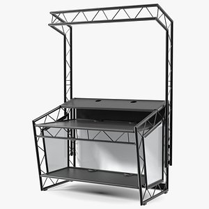 Black Mobile DJ Stand Booth Desk 3D model