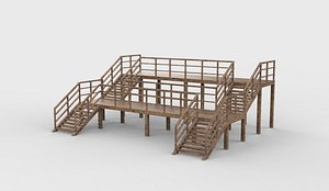 Old Wooden Stairs 03 3D model 3D