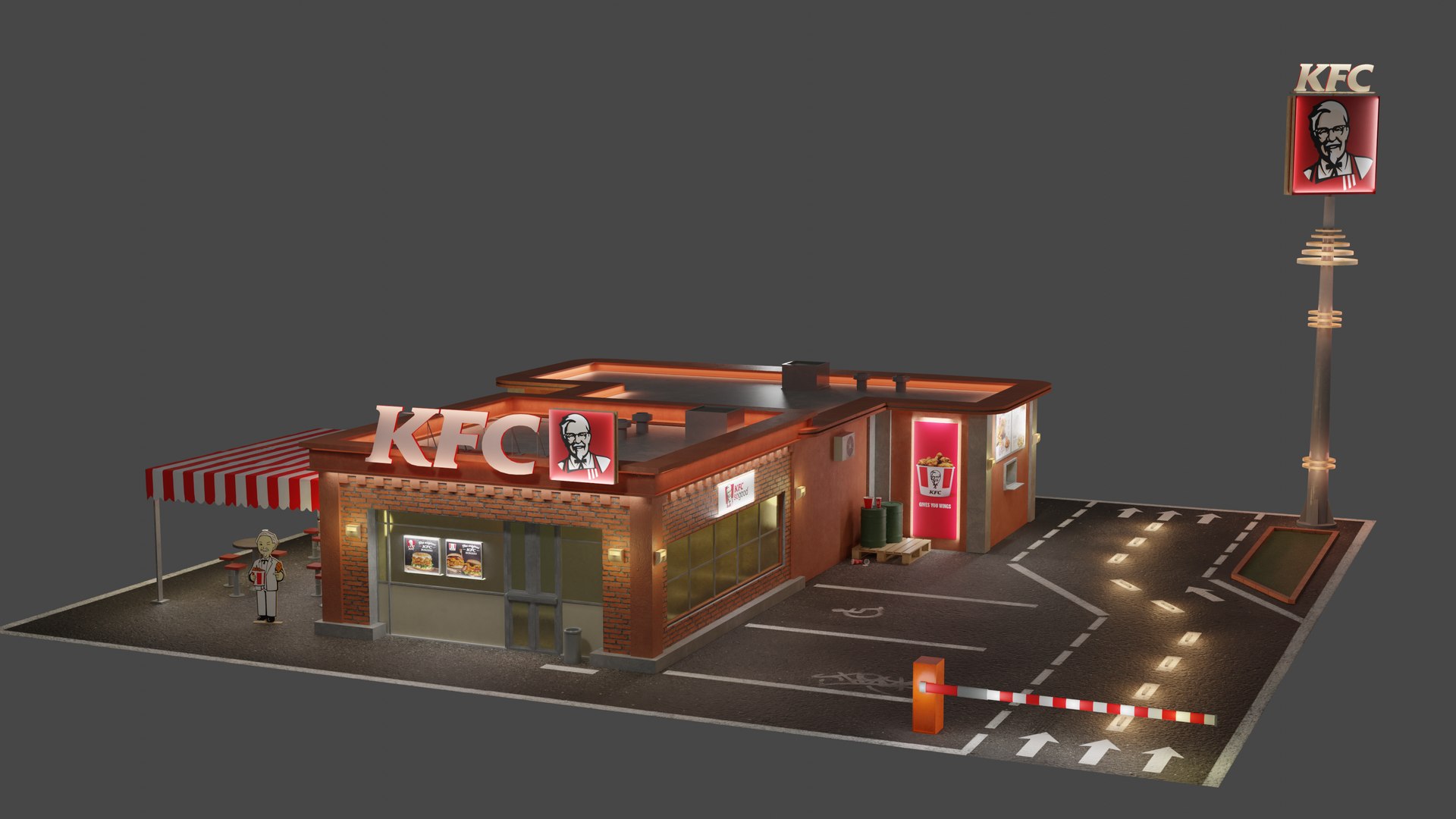 Kfc Restaurant Model - TurboSquid 2228107