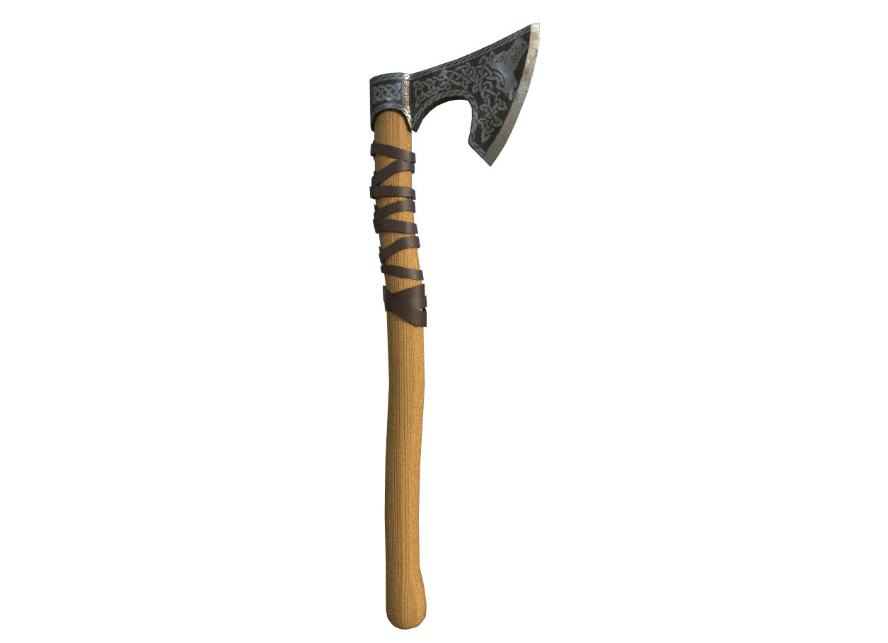 medieval battle axe obj