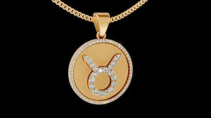 3D Taurus Bull zodiac pendant