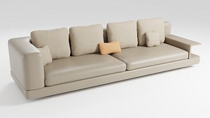 3D model leather sofa in an elegant minimalist style