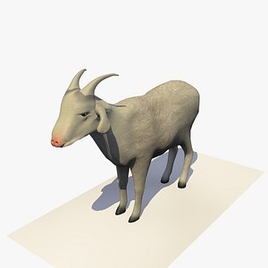 3D goat eating rigged animal model