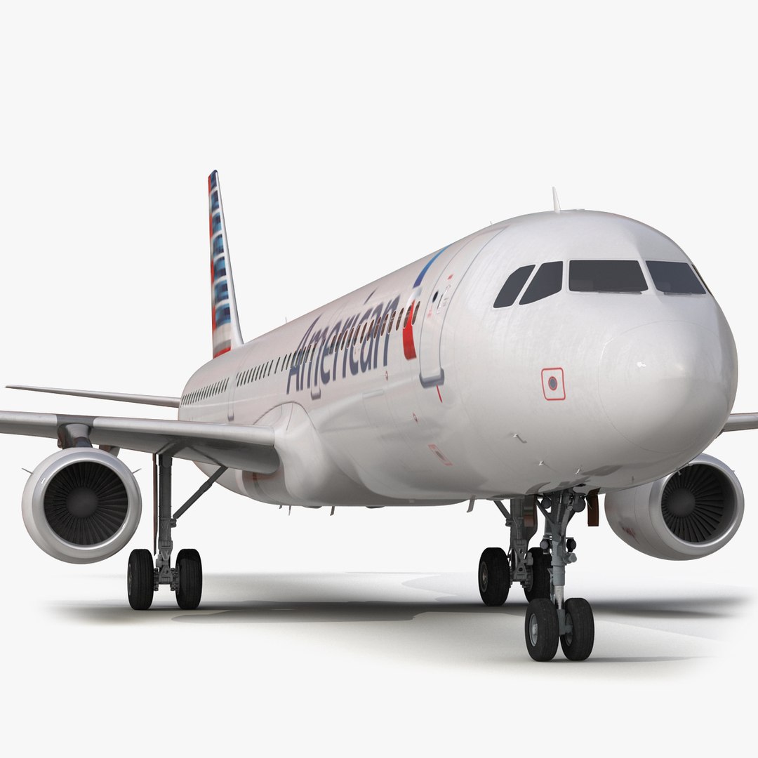 Airbus A321 American Airlines Rigged 3D model preview