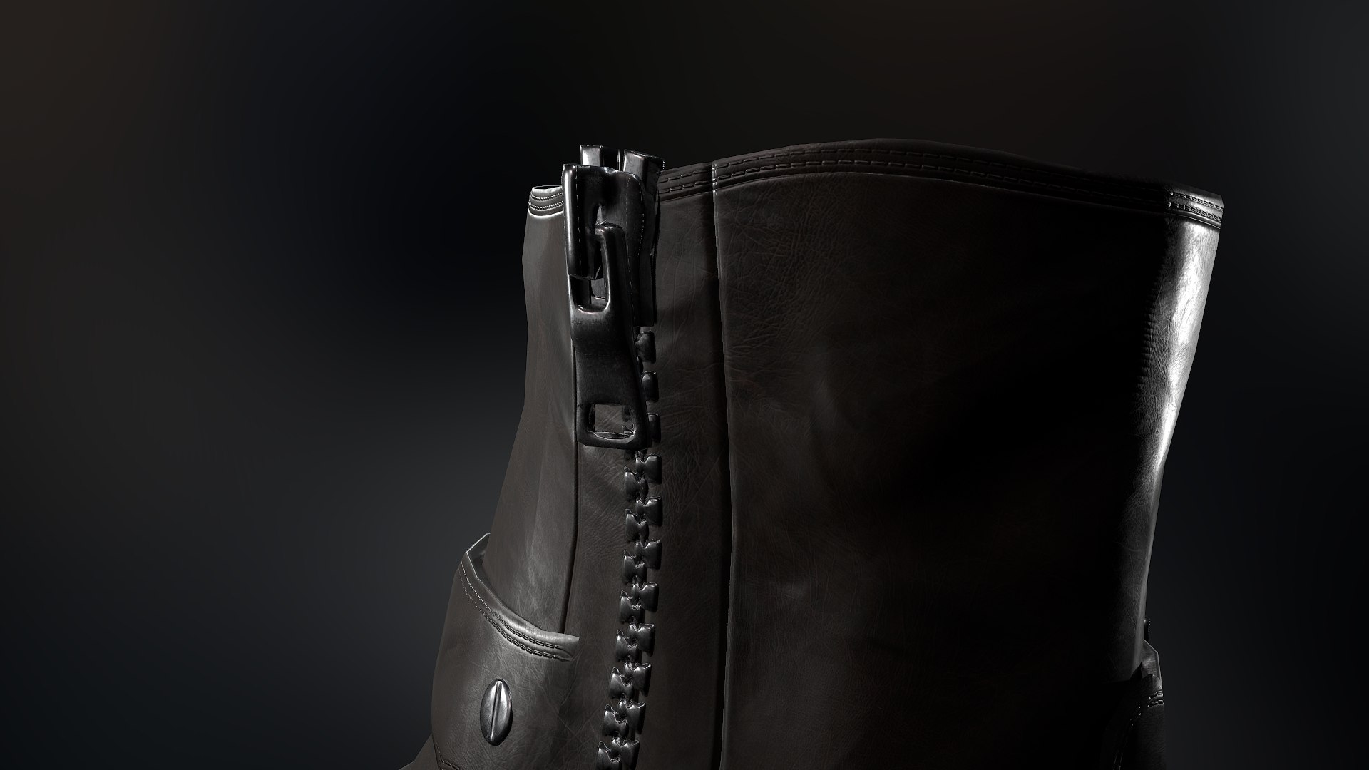 3D Black Leather Boots 7 - TurboSquid 1383880