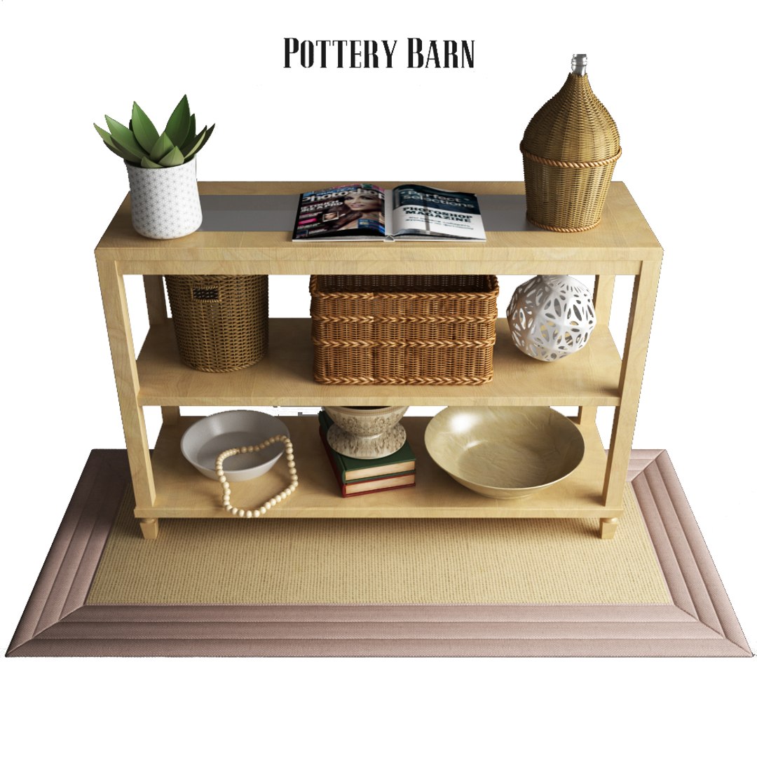 3D Pottery Barn Sausalito Console Table Model TurboSquid 1197690