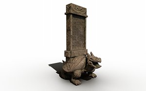 3D temple stone dragonturtle