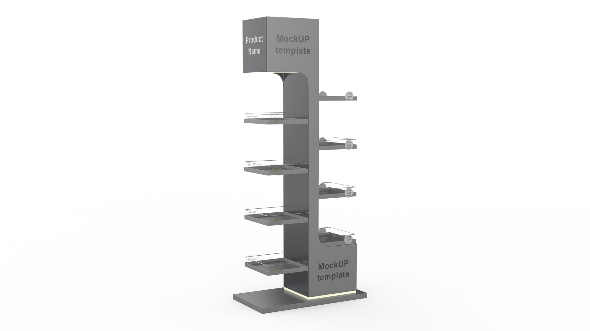 Illuminated Dark Grey Point of Sale Mockup 3D model preview
