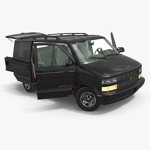 3D Black Chevrolet AWD Multi-Seat Transport Van Rigged model