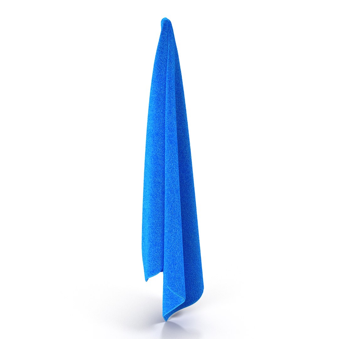 Hanging Bathroom Towel Blue 3D Model 3D model preview