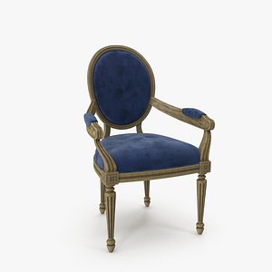 Dark Blue Velvet Dinning Chair 3D