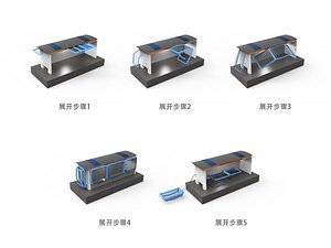 Flood prevention intelligent bus stop designinflatable folding life raft 3D