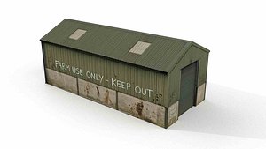 Green Corrugated Metal Farm Shed 3D model
