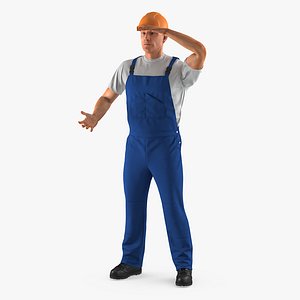 3D construction worker rigged modeled model