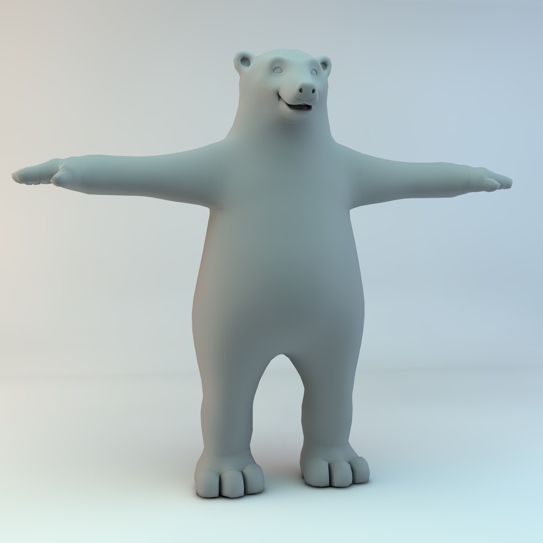 Cartoon Bear Polar Character Naked 3d Max