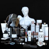A set of cosmetics for make-up and bathroom