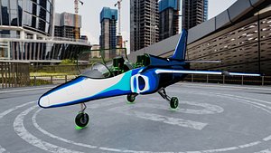 Toon Jet Plane Stylized Animated Rigged 3D Model