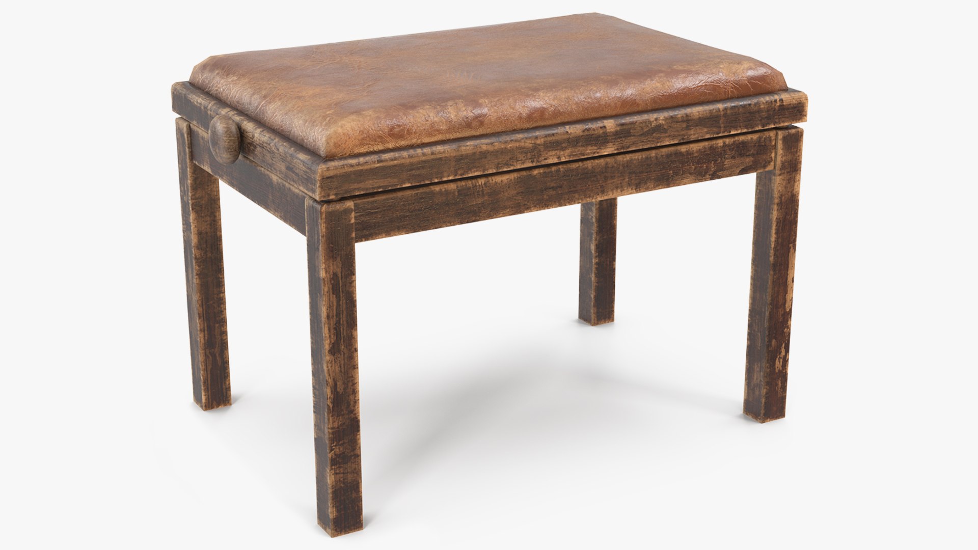 Old Piano Bench Dark Wood 3D model preview