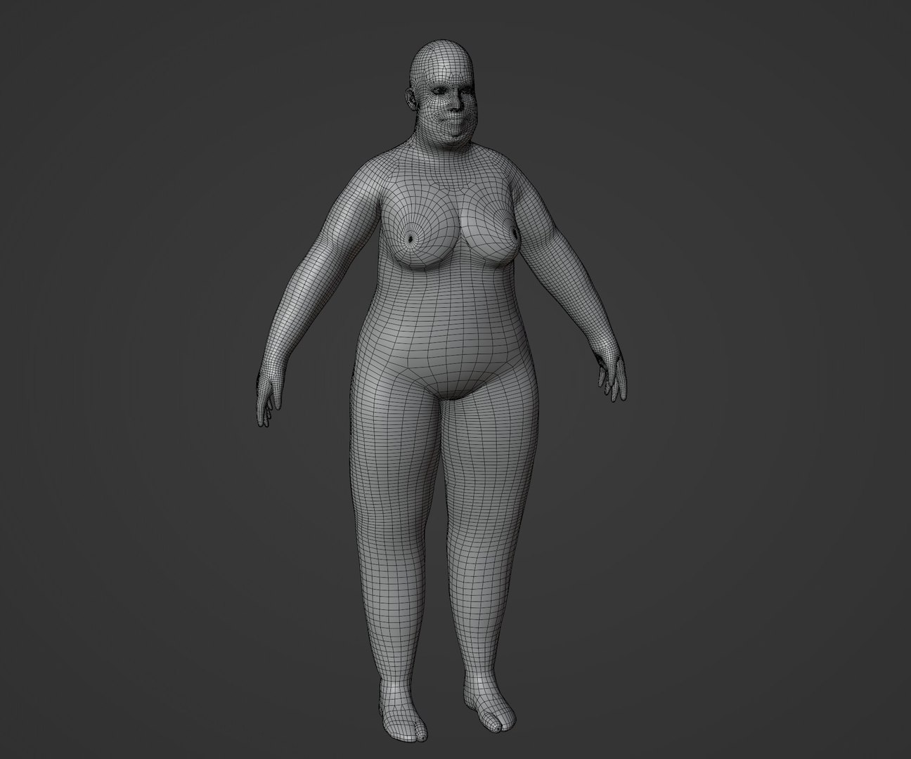 Female Body Fat Base Mesh Animated And Rigged 3D Model 20k Polygons ...