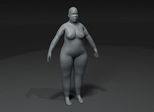 Female Body Fat Base Mesh Animated and Rigged 3D Model 20k Polygons