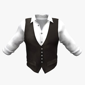 Vest with Rolled Up Sleeves Shirt 3D model