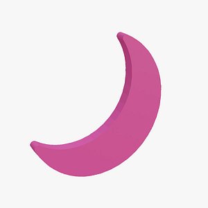 Pink Crescent Moon 3D