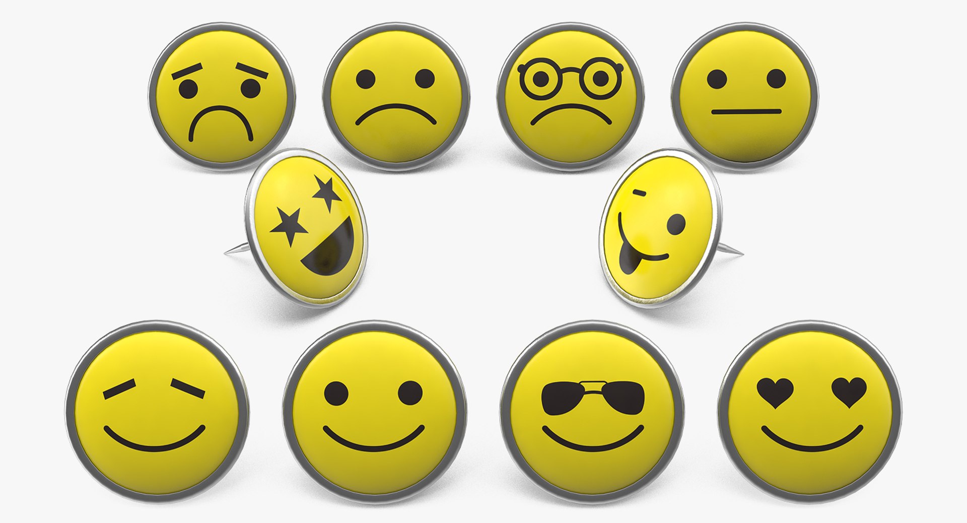 3D Smiley Face Push Pins Model - TurboSquid 1425558